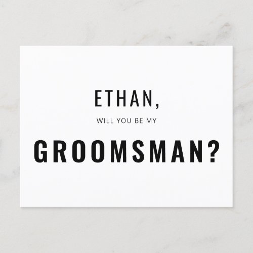 Groomsman Request Modern Simple Invitation Postcard