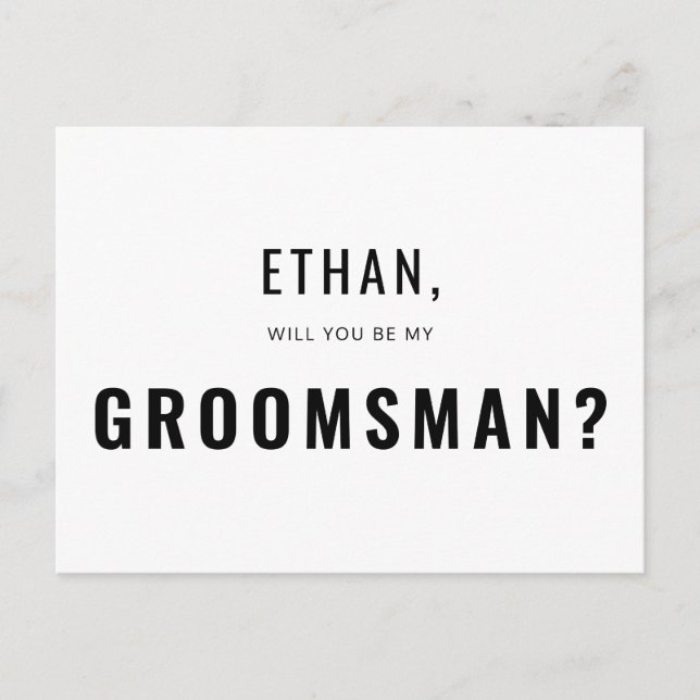 Groomsman Request Modern Simple Invitation Postcard (Front)