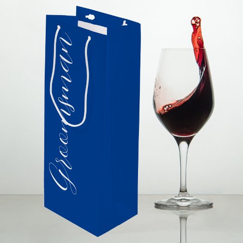 Groomsman Royal Blue Stylized Script Wine Gift Bag