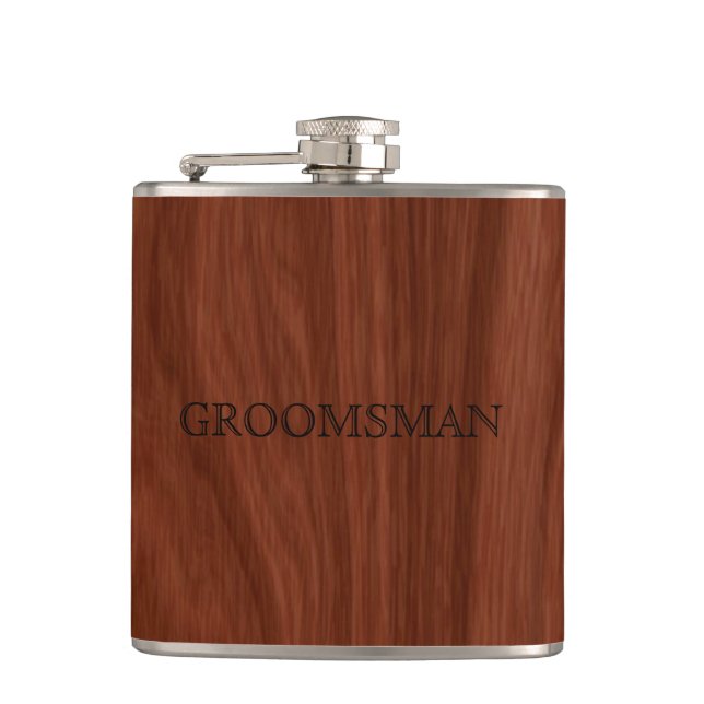 Groomsman Rustic Wedding | Woodgrain Flask (Front)