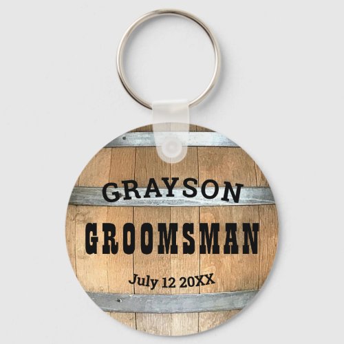 Groomsman Rustic Whiskey Barrel Keychain