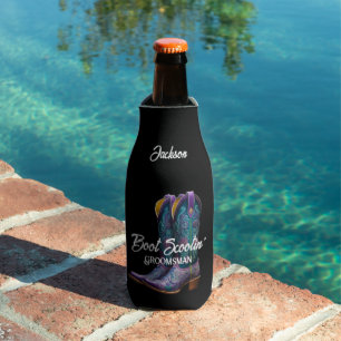 Groomsman Scootin' Cowboy Boots Bottle Cooler