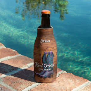 Groomsman Scootin' Cowboy Boots Bottle Cooler
