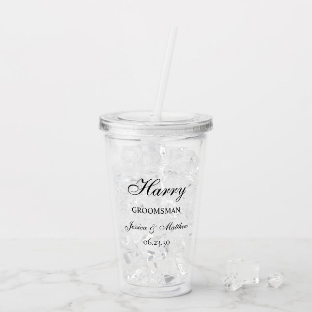 Groomsman Script Customized Acrylic Tumbler (Back Ice)