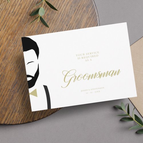 Groomsman Silhouette Simple Wedding Proposal Card