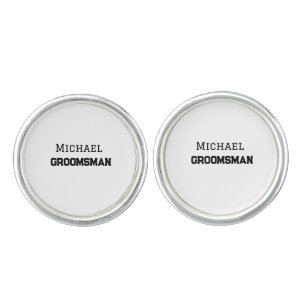 Groomsman simple minimal add name modern masculine cufflinks