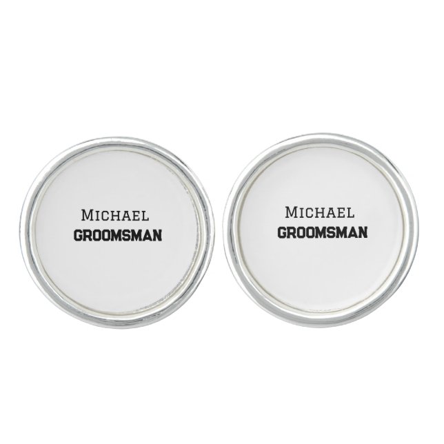 Groomsman simple minimal add name modern masculine cufflinks (Front)