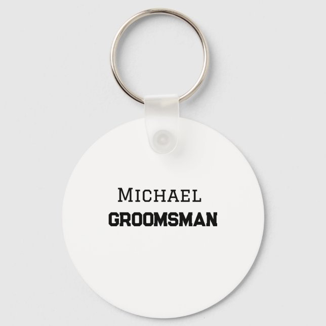 Groomsman simple minimal add name modern masculine keychain (Front)