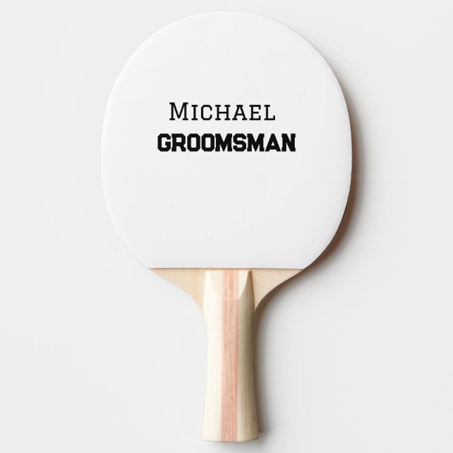 Groomsman simple minimal add name modern masculine ping pong paddle (Front)