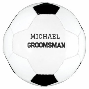 Groomsman simple minimal add name modern masculine soccer ball