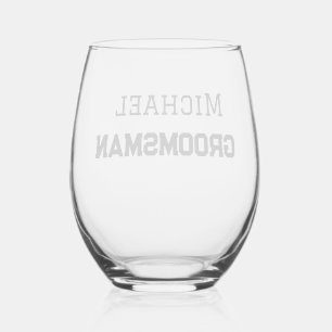 Groomsman simple minimal add name modern masculine stemless wine glass
