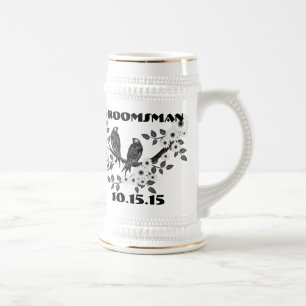 Groomsman Stein -Vintage Birds