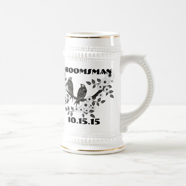 Groomsman Stein -Vintage Birds (Right)