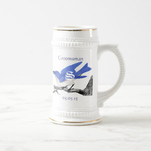 Groomsman Stein Wedding Vintage Bluebirds