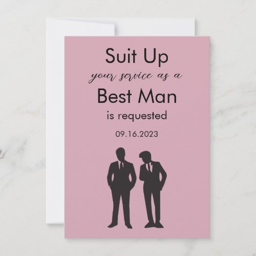 Groomsman Suit Up Proposal Pink  Black