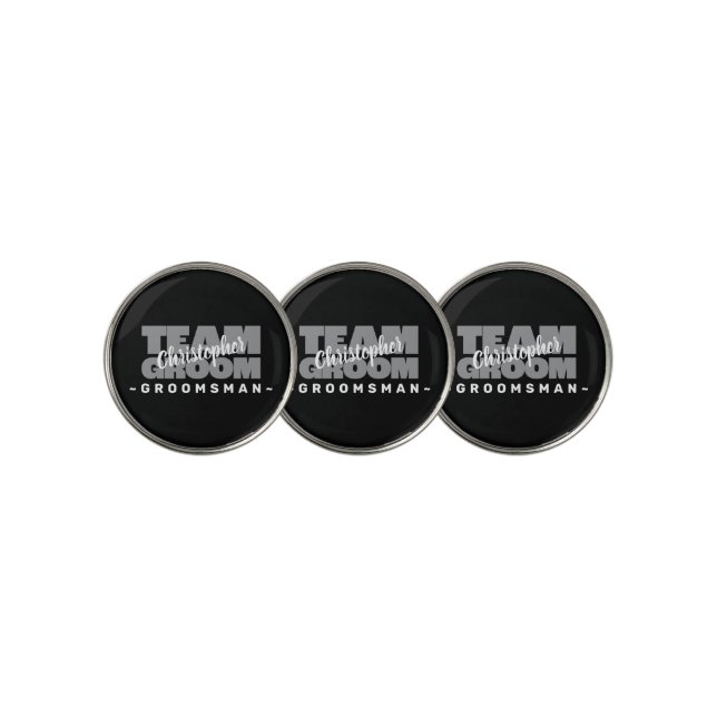 Groomsman Team Groom Golfer Sports Equipment Black Golf Ball Marker (3 Up)
