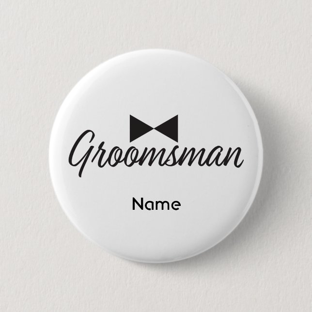 Groomsman text and Bow tie Button (Front)