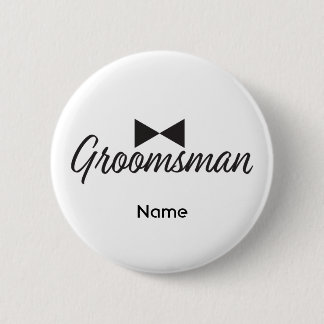 Groomsman text and Bow tie Button