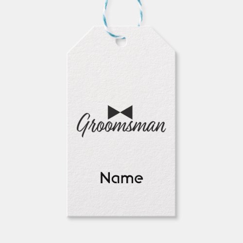 Groomsman text and Bow tie Gift Tags