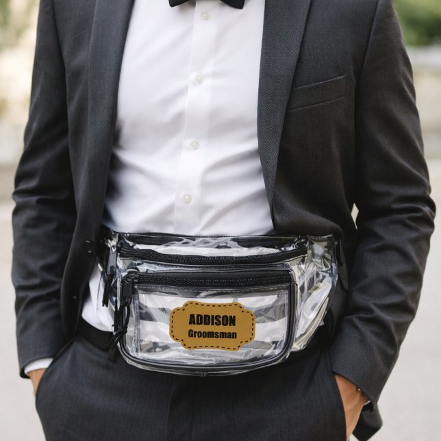 Groomsman Text On Gold Banner Clear Fanny Pack (Creator Uploaded)
