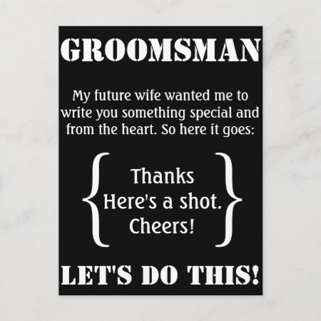 Groomsman Thank You Postcard