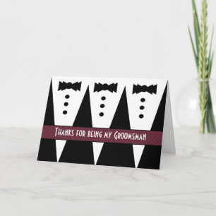 Groomsman Thank You - Three Tuxedos - Customizable Card