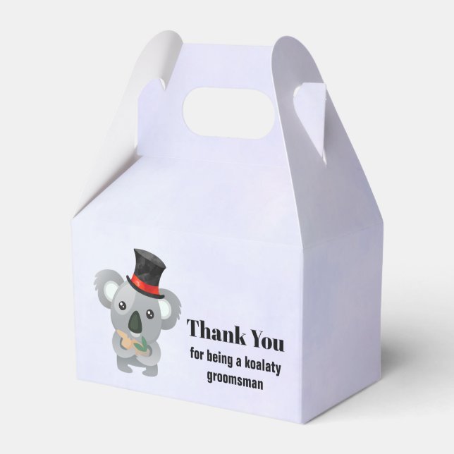 Groomsman Thank You with Koala Pun Favor Boxes (Front Side)