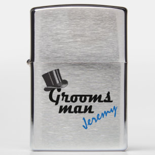 Groomsman Top Hat and Name Zippo Lighter