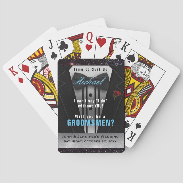 Groomsman Tuxedo Invitation Suit Up Poker Cards (Back)