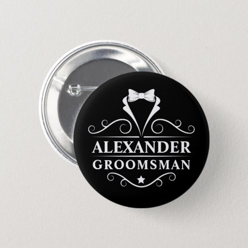 Groomsman Tuxedo Tie Black Button