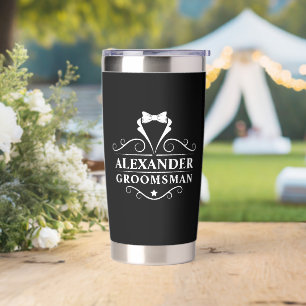 Groomsman Tuxedo Tie Black Insulated Tumbler