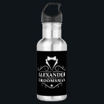 Groomsman Tuxedo Tie Black Stainless Steel Water Bottle<br><div class="desc">Groomsman Tuxedo Tie Black Water Bottle</div>