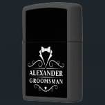 Groomsman Tuxedo Tie Black Zippo Lighter<br><div class="desc">Wedding Groomsman Tuxedo Tie Lighter</div>