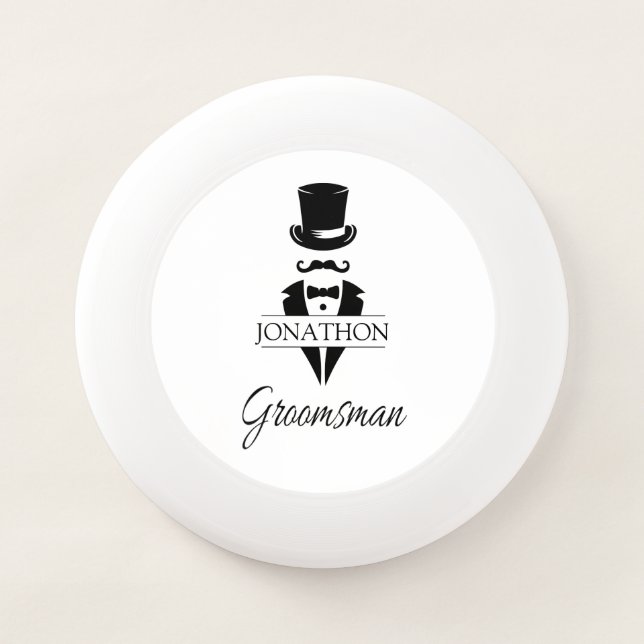 Groomsman Tuxedo Top Hat Monogram Wham-O Frisbee (Front)