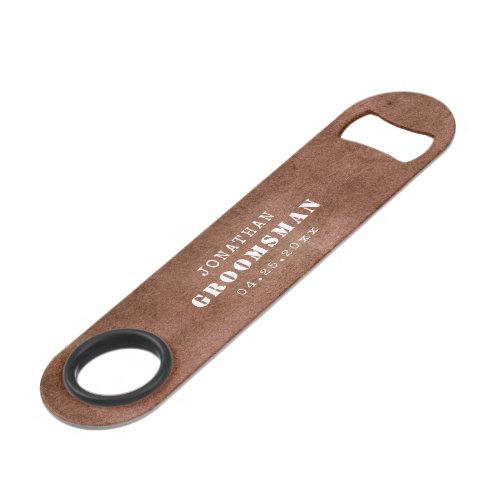 Groomsman Vintage Brown Suede Leather Bar Key