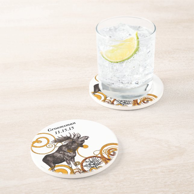 Groomsman Vintage Buck Coasters (Side)