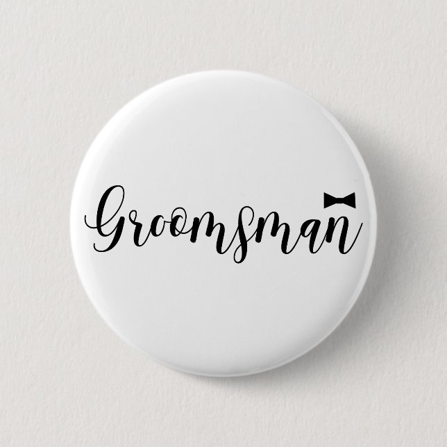 Groomsman, Wedding, Bachelor Name Tag Button (Front)