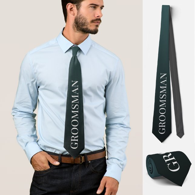 Groomsman wedding Bachelor party black Neck Tie (Creator Uploaded)