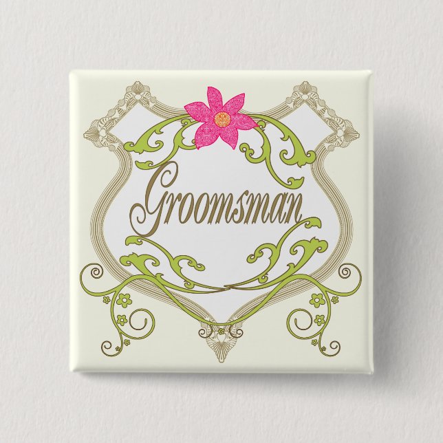 Groomsman Wedding Badges Pinback Button (Front)