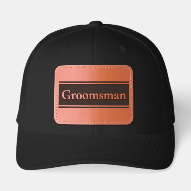 Groomsman Wedding Bridal Party Text Template Leather Patch Hat (Front)
