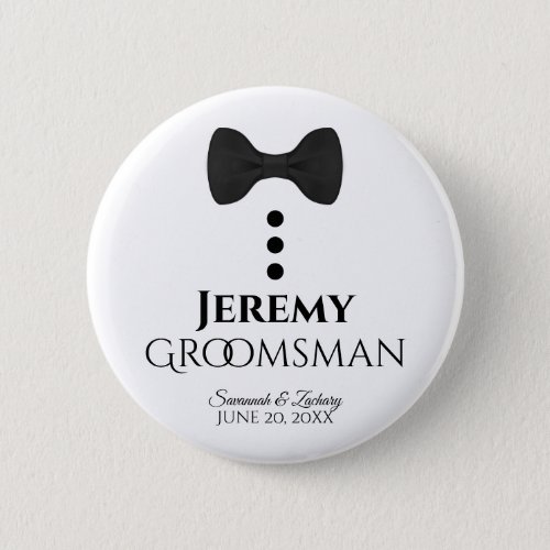 Groomsman Wedding Button Name Tag