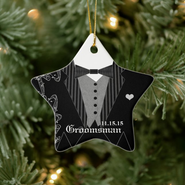 Groomsman Wedding Christmas Favor Ornament (Tree)