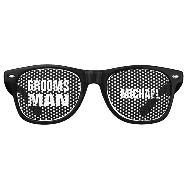GROOMSMAN Wedding Favor Black and White A08 Retro Sunglasses (Front)