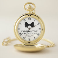 Groomsman Wedding Favor Black Tie Commemorative Pocket Watch