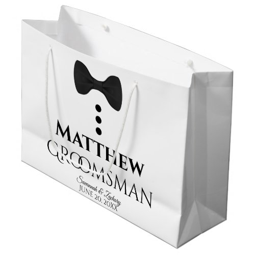 Groomsman Wedding Favor _ Cute Black Tie  Buttons Large Gift Bag