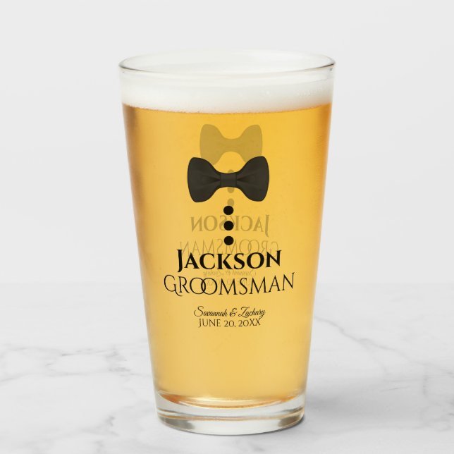 Groomsman Wedding Favor Glass Tumbler (Front Filled)