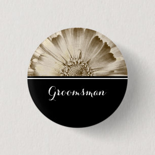 Groomsman Wedding Gold Daisy Button