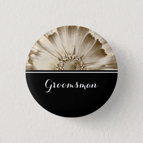 Groomsman Wedding Gold Daisy Button