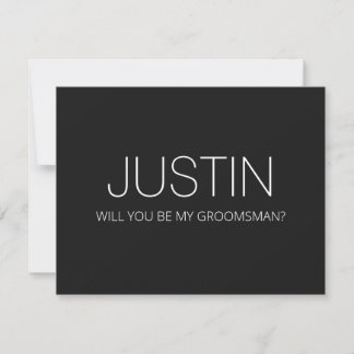 Groomsman Wedding Modern Black/White Proposal Card