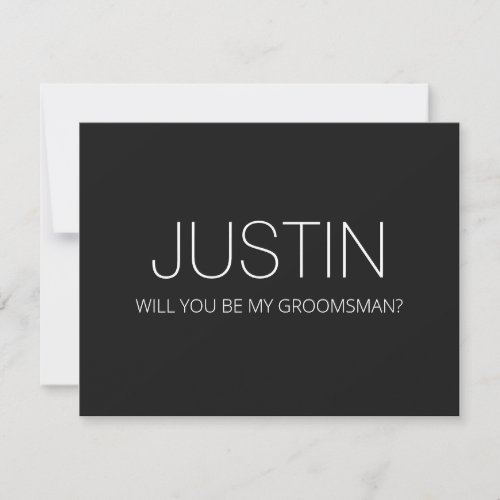 Groomsman Wedding Modern BlackWhite Proposal Card